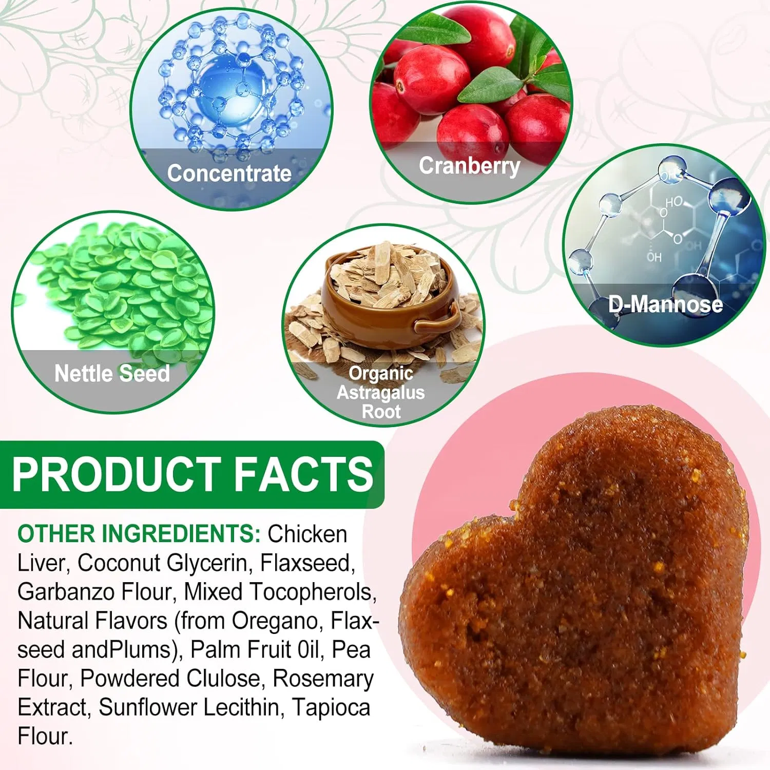 Natural Urinary Tract Chewable Tablets for Dogs, Bladder &amp; Kidney Health Supplement, Pet Care with Cranberry Treatment