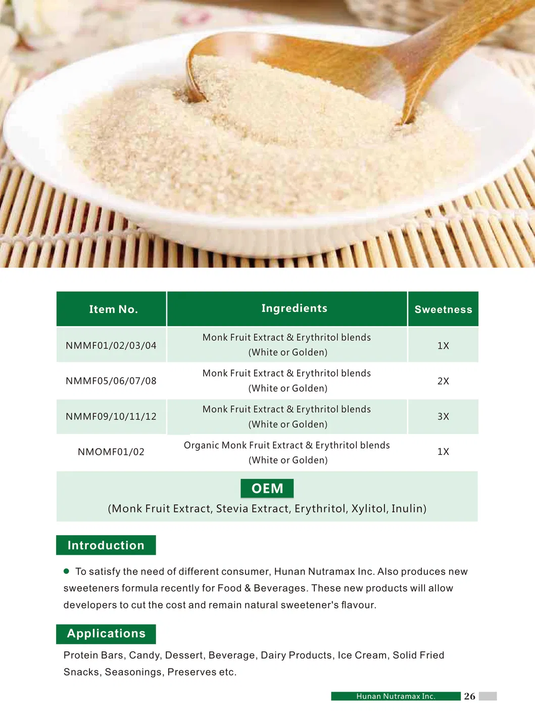 Zero Calories Monk Fruit Erythritol Sweetener in Bulk