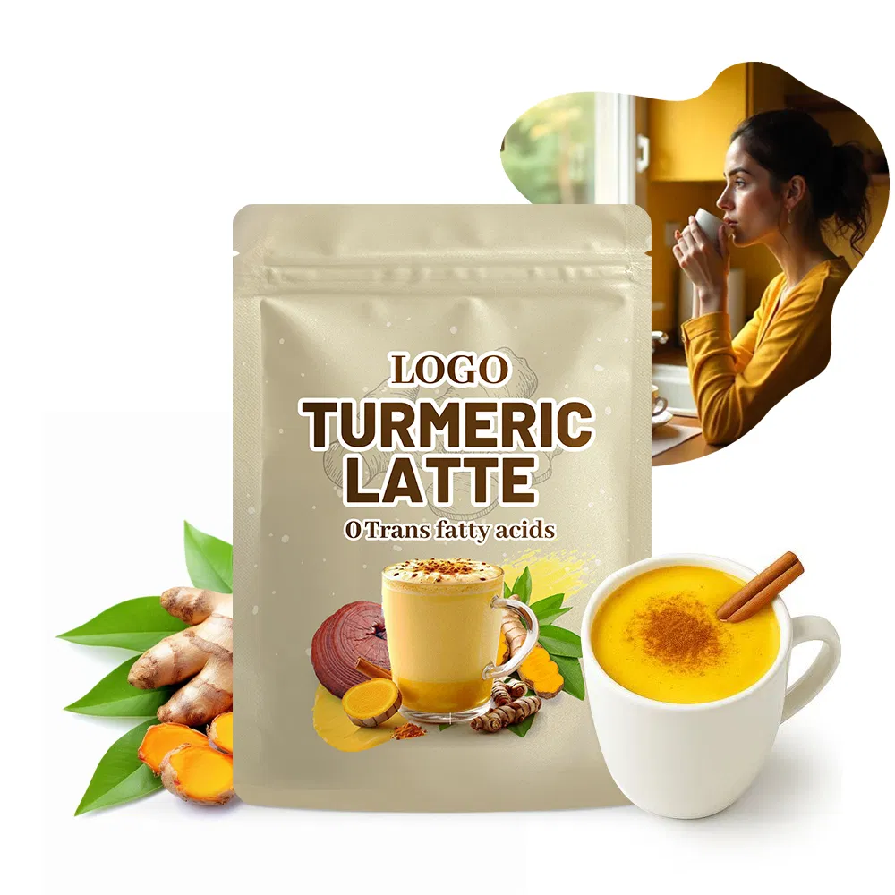 Nutrient-Rich Aromatic Healthy Golden Turmeric Milk Latte Mix with Mushroom