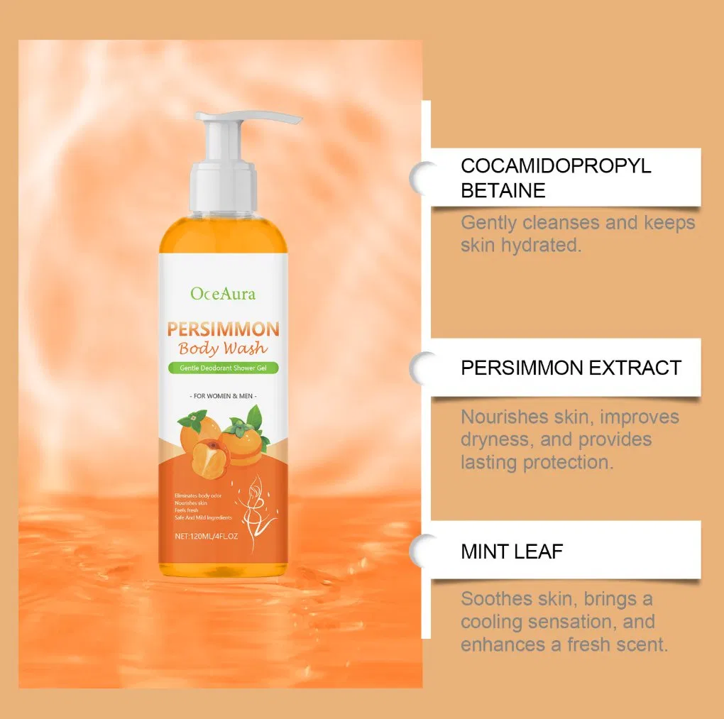 Persimmon Body Wash for Women &amp; Men Whitening Shower Gel Body Wash Skin Care Natural Moisturizing Body Skin Refreshing Oil Control Body Wash