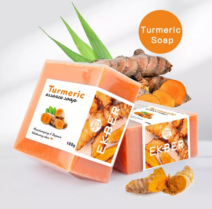 Natural Herbal Ginger Turmeric Bath Soap Handmade Tumeric Soap for Skin Whitening Anti Acne Pimples Pores Soap