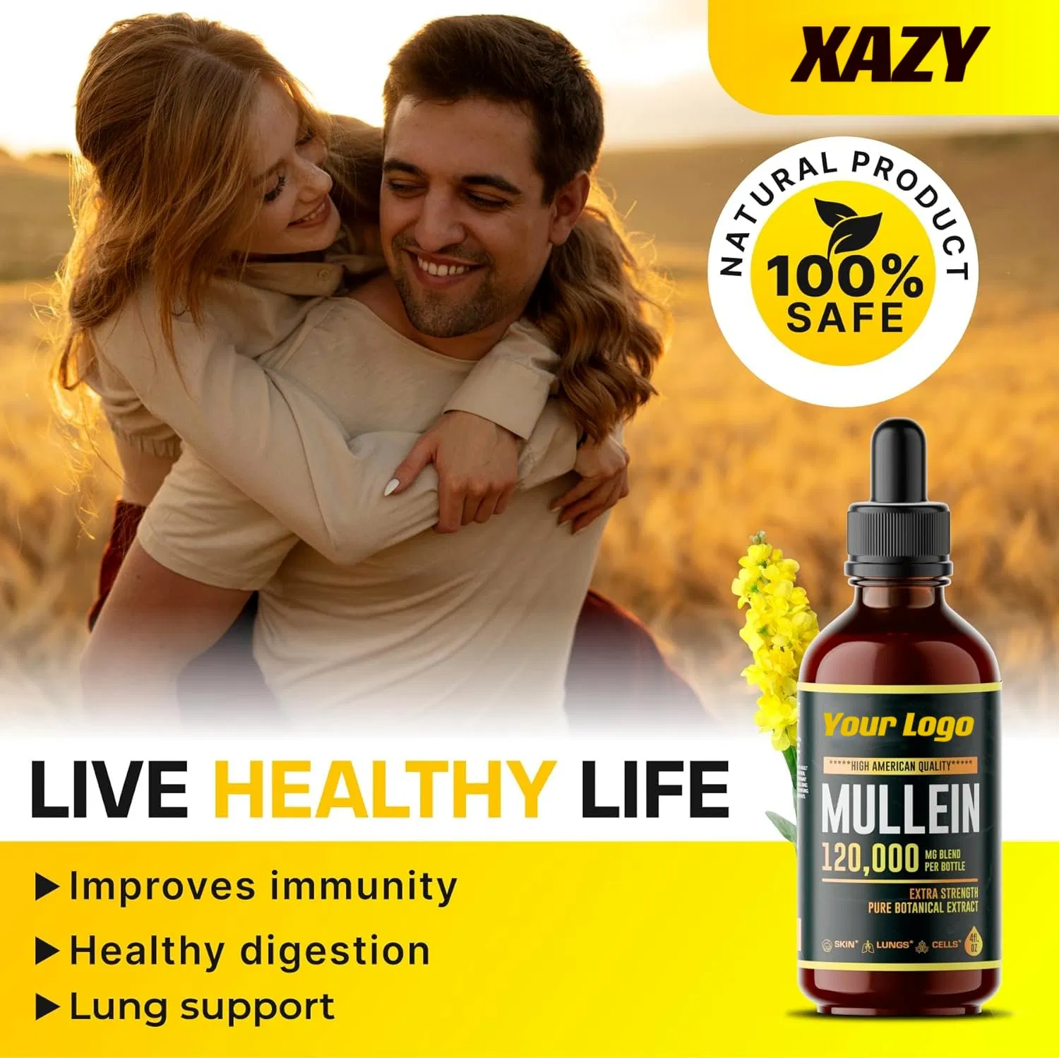 Private Label Mullein Drops Tincture Organic Mullein Leaf and Flowers Blend Drops