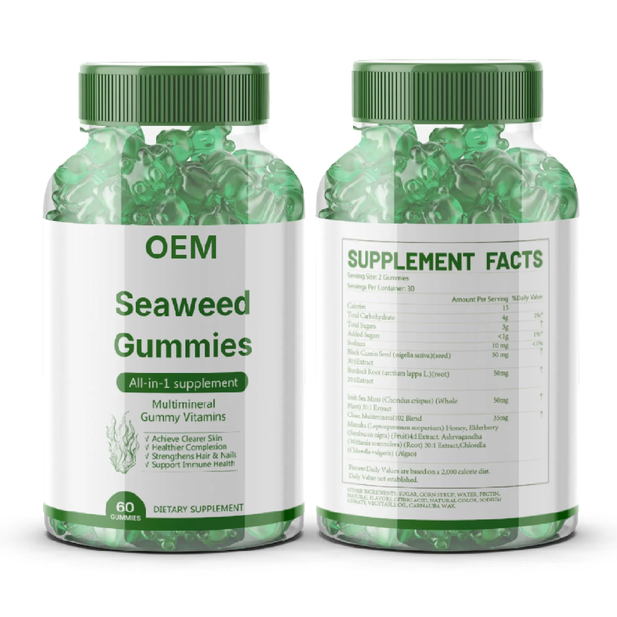 Seaweed Gummies All in One Herbal Supplement for Immunity Stress Support OEM/ODM with Seamoss Marine Algae