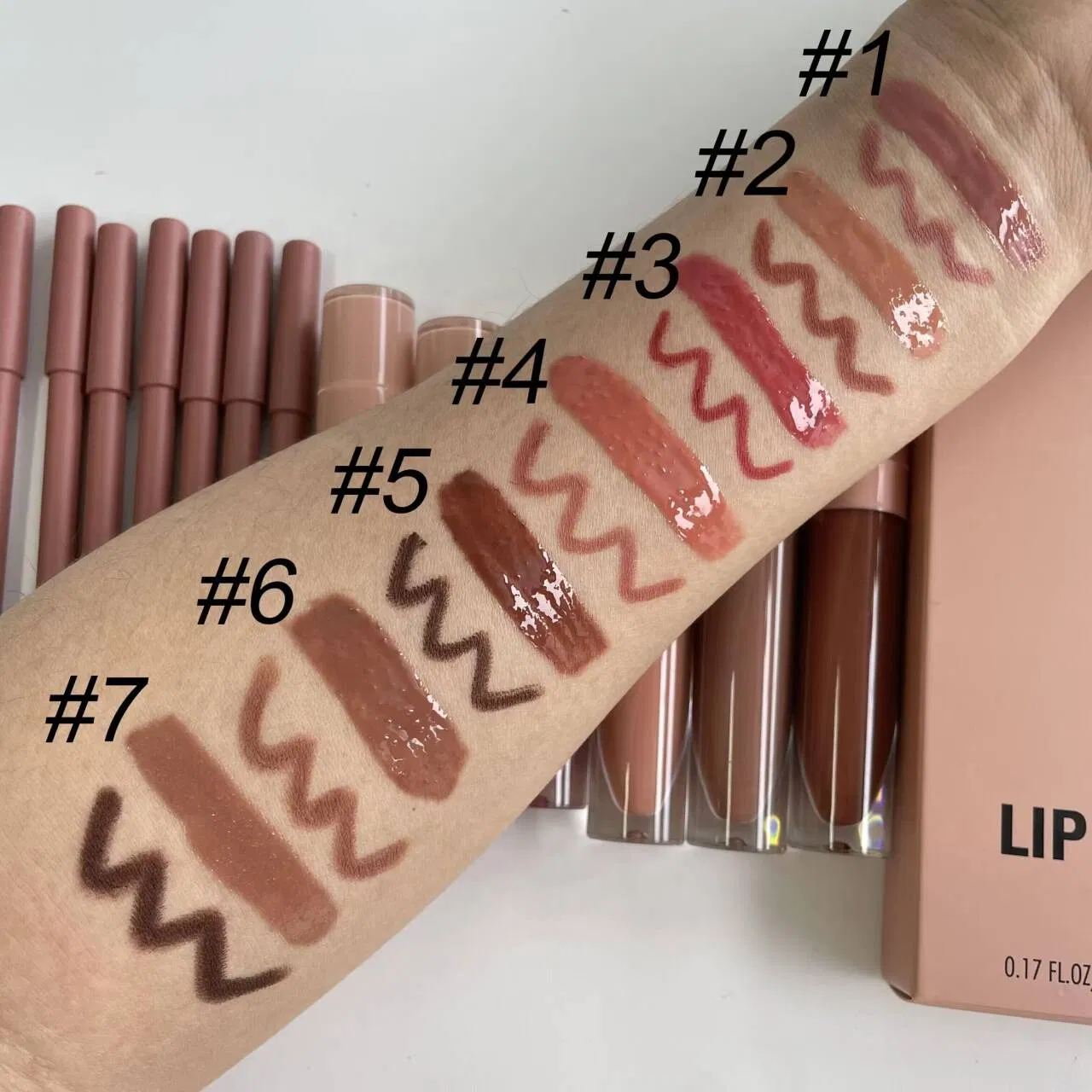 Luxury Packaging Vegan Long Lasting Bestselling Lip Gloss &amp; Lip Liner Combo Brown Lip Kit