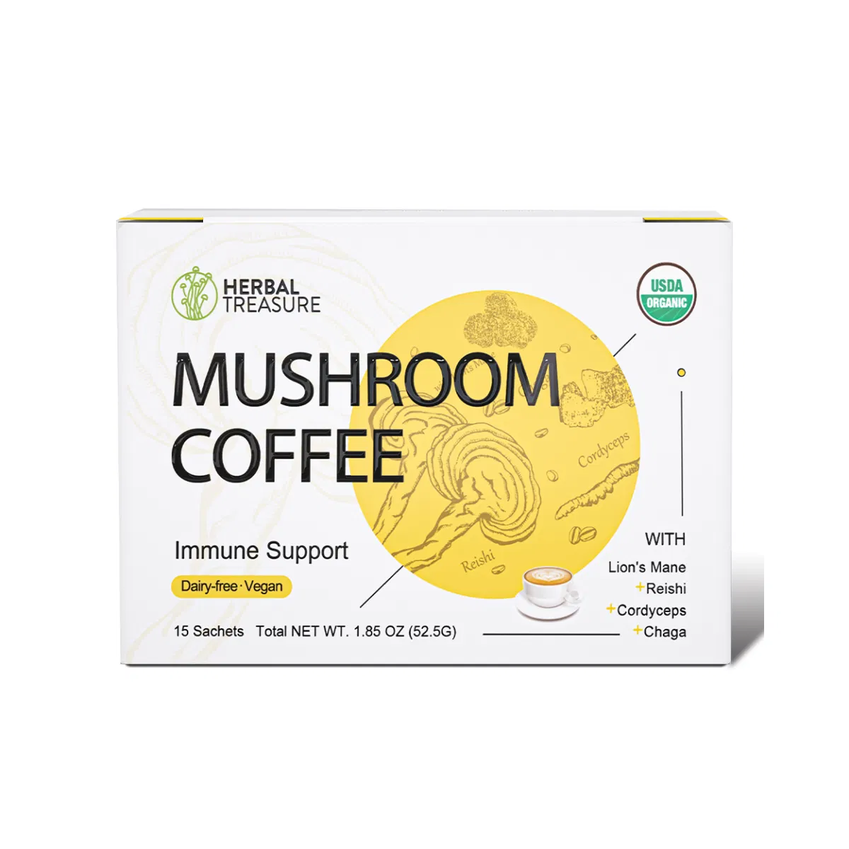 Premium 4 in 1 Instant Mushroom Coffee Blend with Medicinal Benefits
