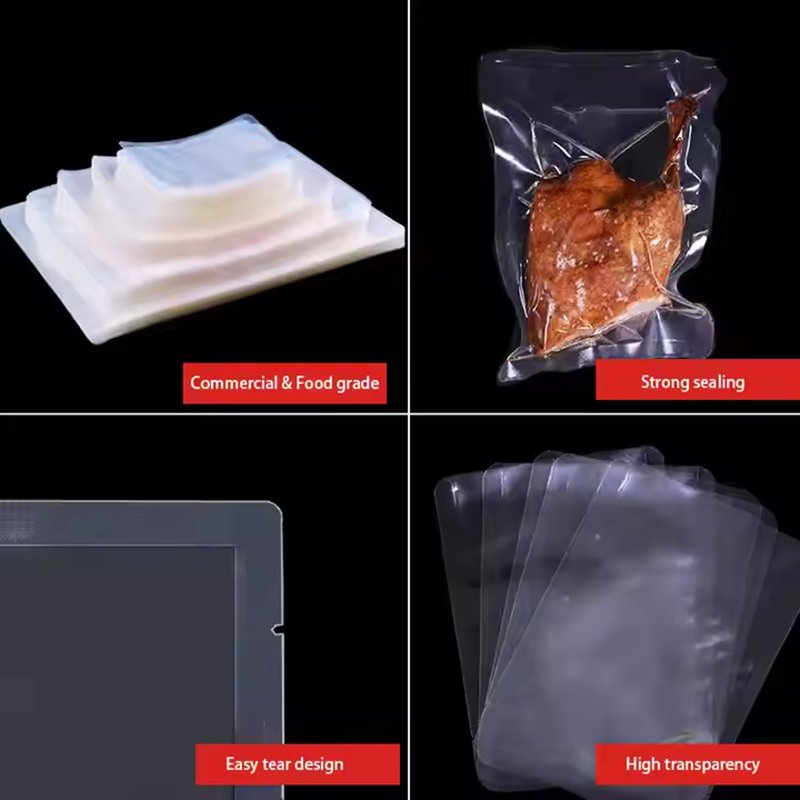 Custom Food Pouch Frozen Fish Meat Compress Packing Sealer Bag Packaging Food Plastic Mylar Long Rectangle Vacuum Seal Bags