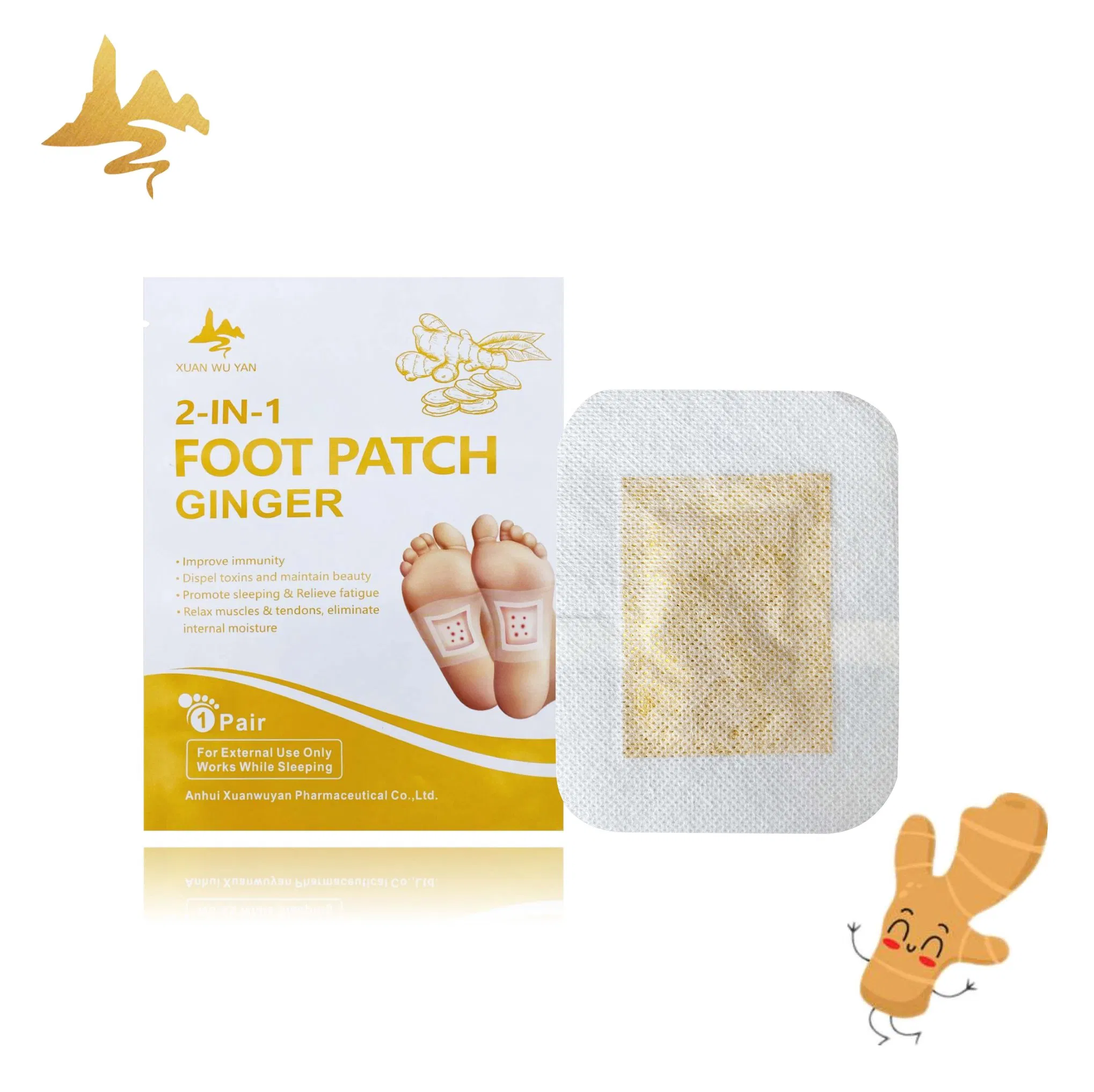 Hot Selling Vinegar Bamboo Healthy 2-in-1 Ginger Detox Foot Patch