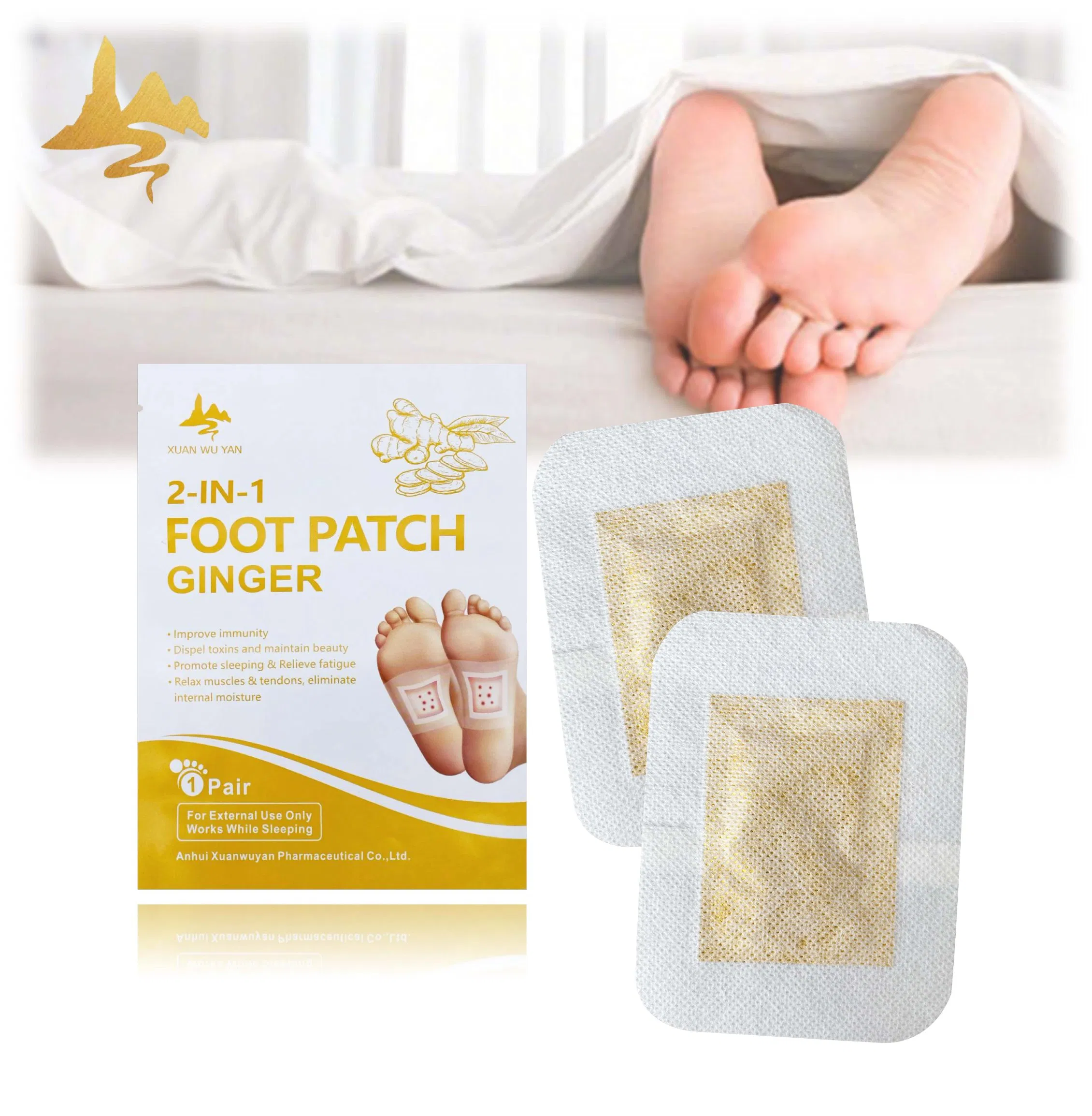 Hot Selling Vinegar Bamboo Healthy 2-in-1 Ginger Detox Foot Patch