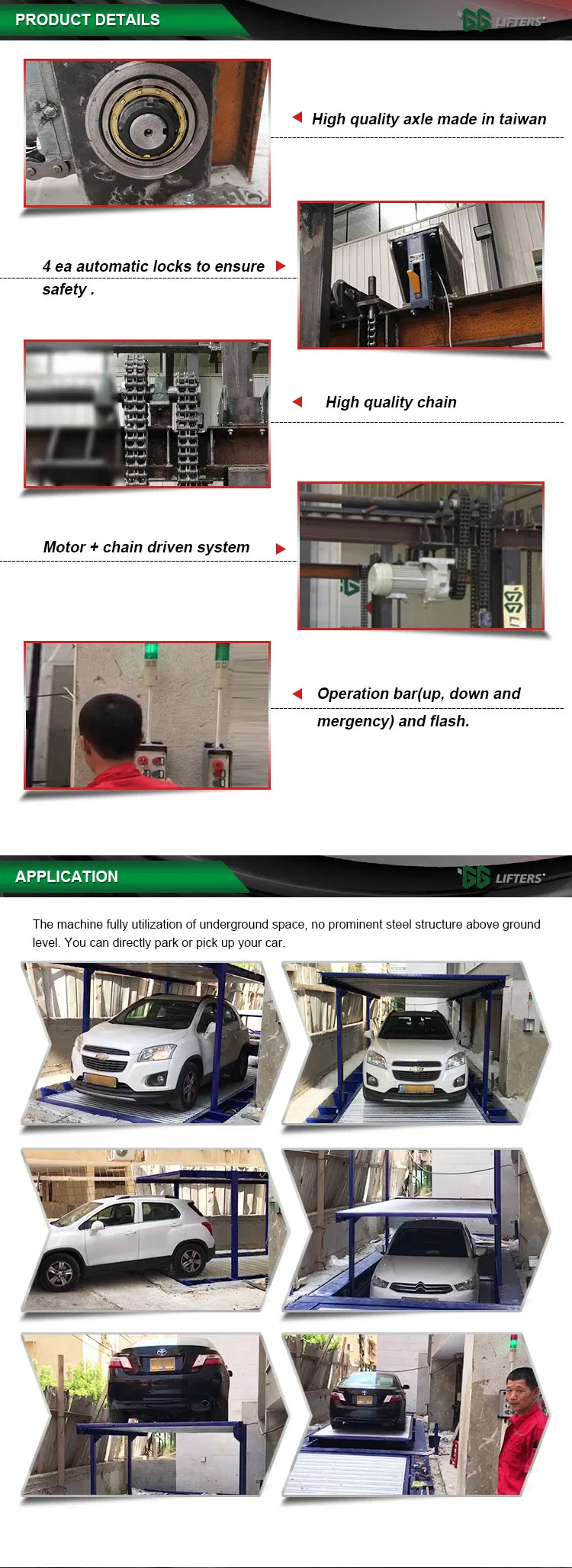 Electric driven garden garage lift