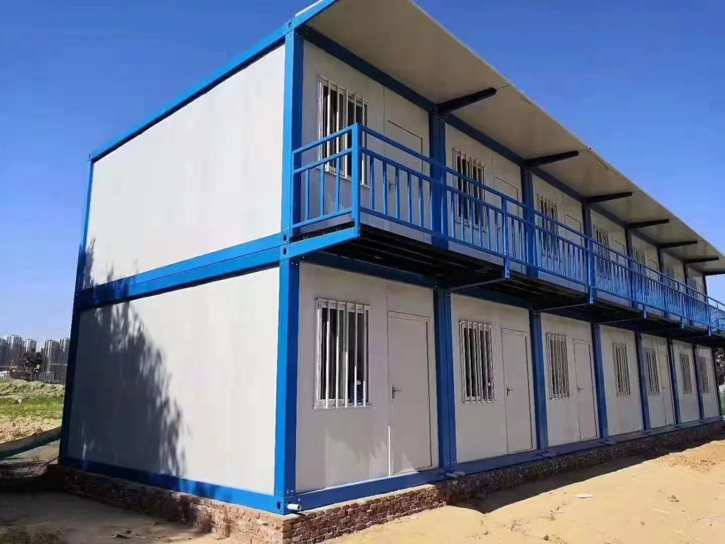 Two-Storey Prefabricated Steel-Framed Worker Dormitory Units in Flat-Pack Form for Rapid Assembly
