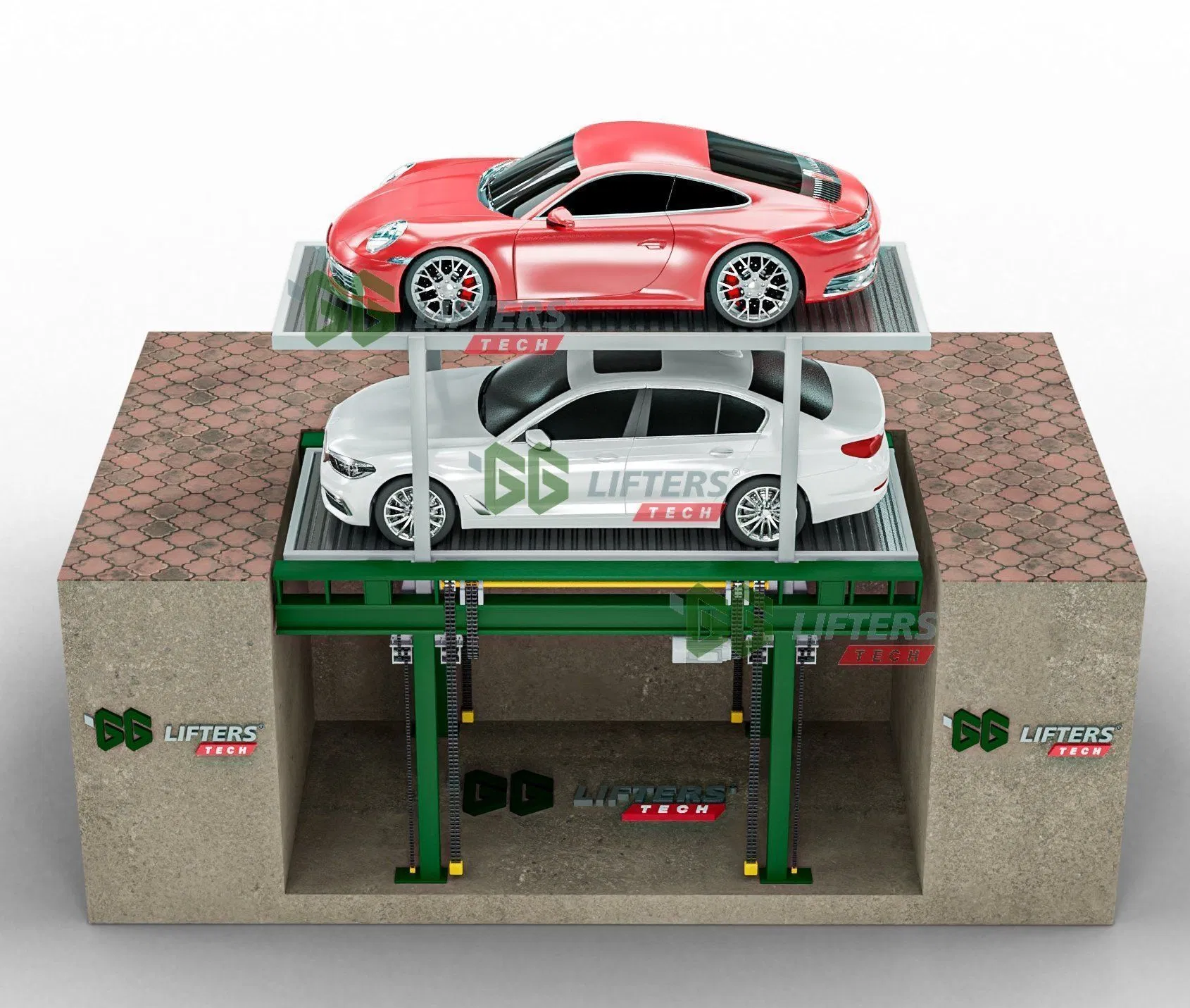 electric driven house garden Underground parking system pit vertical stacker garage storage lift