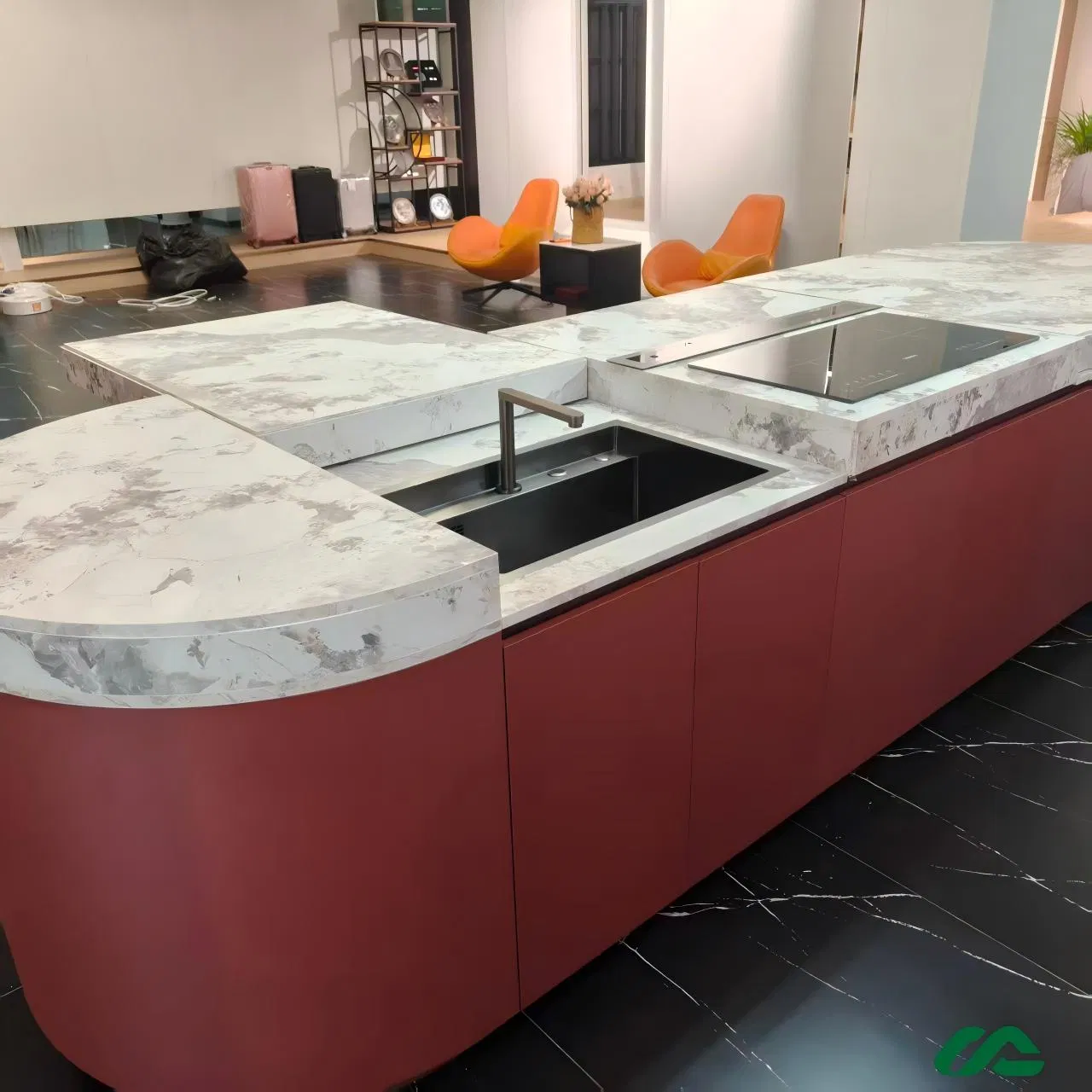 Multi-Functional Classified Storage Wood Grain Aluminum Kitchen Island Cabinet with Side Open Storage Shelves &amp; Utility Patent