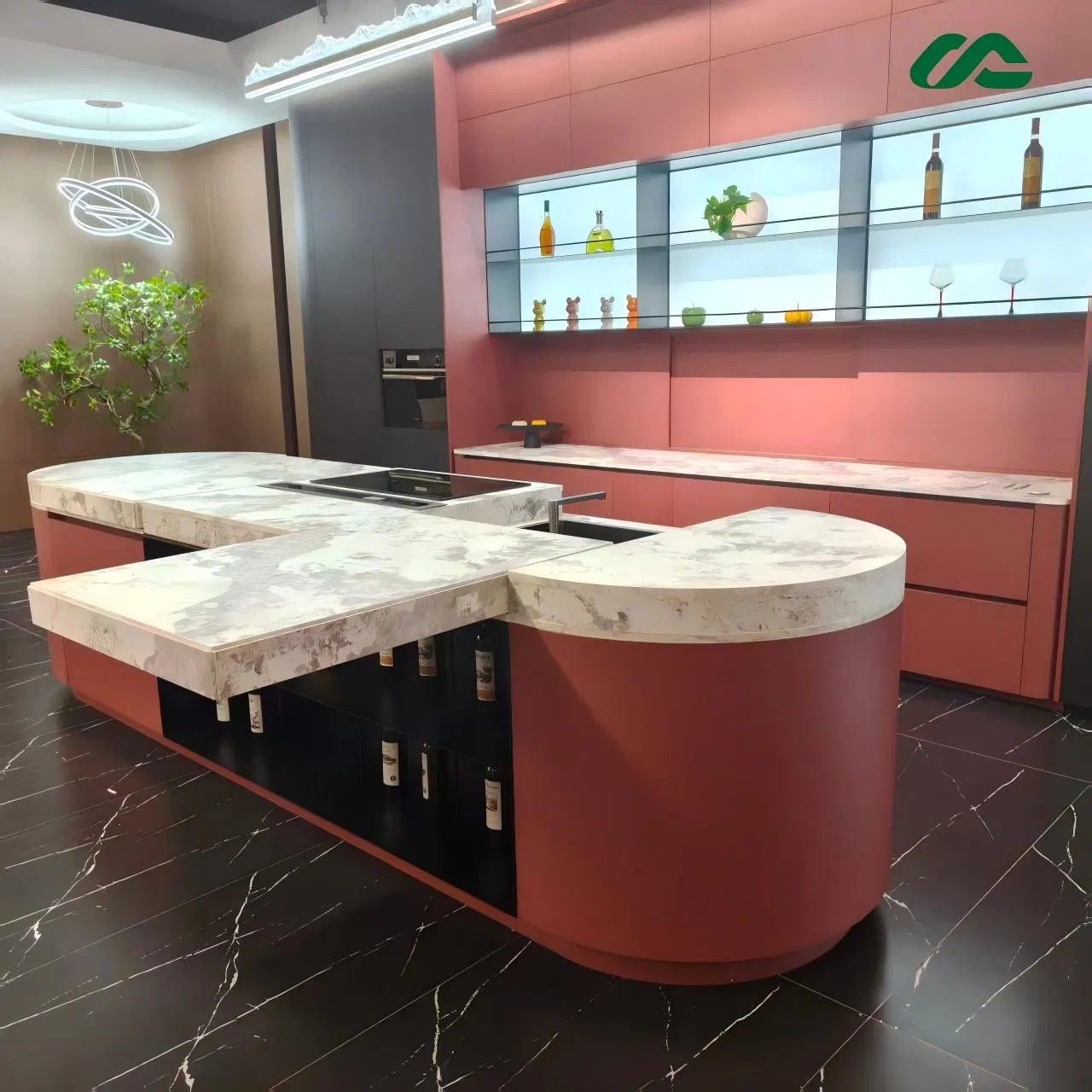 All-Round Storage Waterproof Aluminum Kitchen Island Cabinet with Side Open Storage Shelves &amp; Intertek Certification