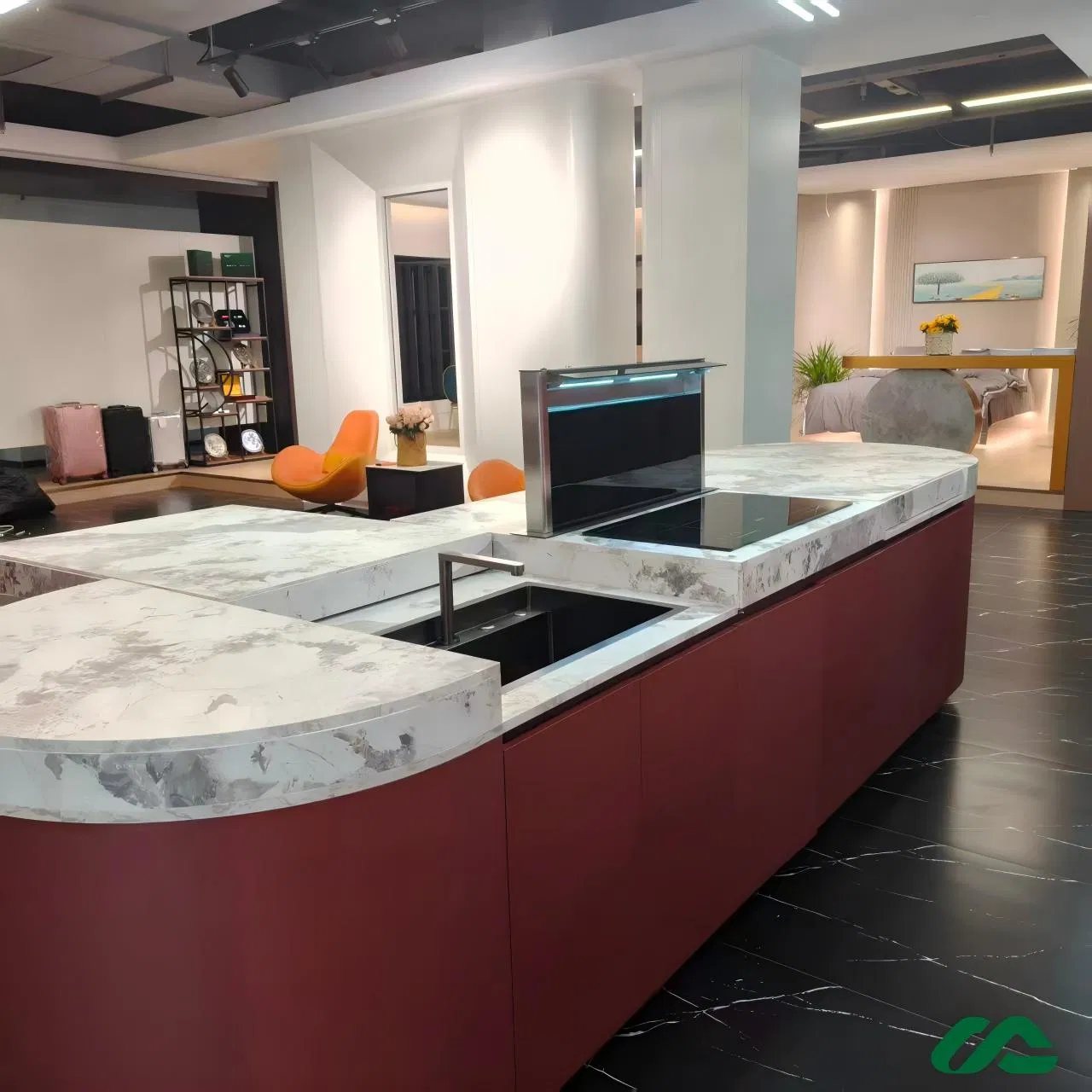 Multi-Functional Classified Storage Wood Grain Aluminum Kitchen Island Cabinet with Side Open Storage Shelves &amp; Utility Patent