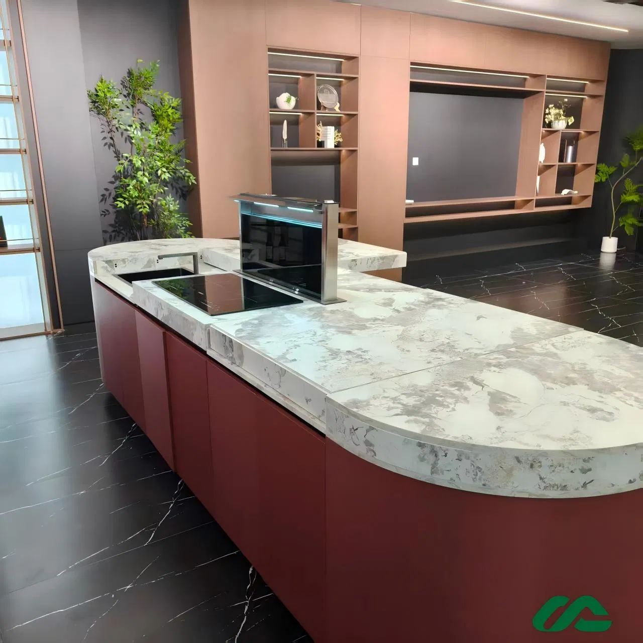 Multi-Functional Classified Storage Wood Grain Aluminum Kitchen Island Cabinet with Side Open Storage Shelves &amp; Utility Patent