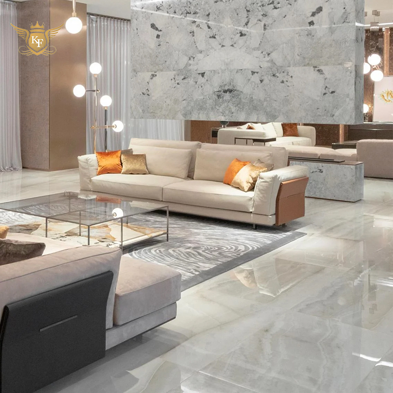 أريكة زاوية جلدية فاخرة على طراز غرفة المعيشة