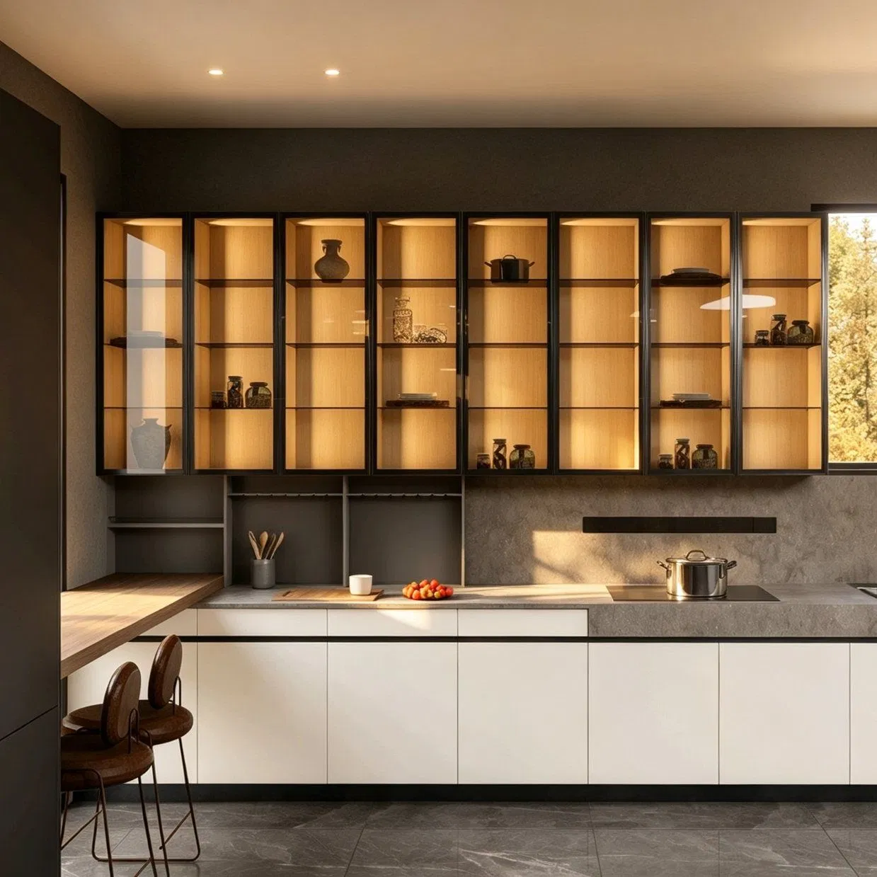 Nordic Minimalist Solid Wood Sideboard for Small Family Dining Room Layout