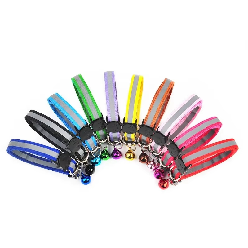 Pet Accessories Breakaway safety Multi Colour Reflective Calming Cat Collar with Bell