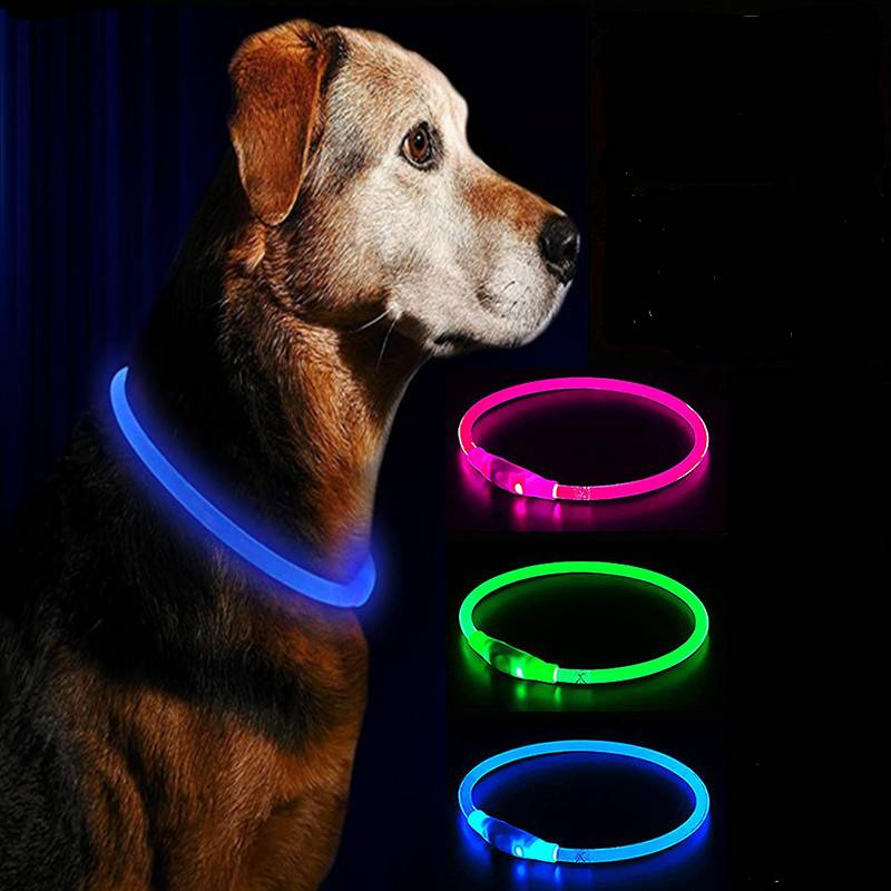 Light up Dog Collar Bseen USB Rechargeable Flash Dog Necklace Light Pet Safety Collar