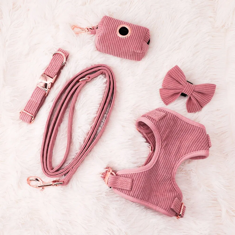 Dog Harness Corduroy Walking Dog Collar Leash, Custom Pet Harness