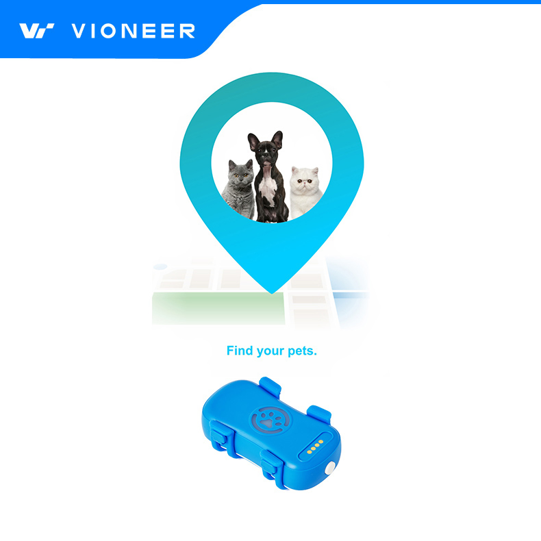Vioneer Hot Sales Small Anti-Lost Waterproof 4G Pet Collar GPS Tracker for Dogs Cats
