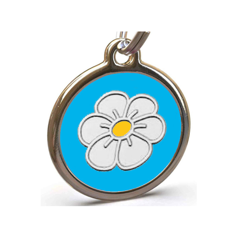 Small Chamomile Cat Pet Collar Hanging Tag Anti-Lost Information Metal Nameplate