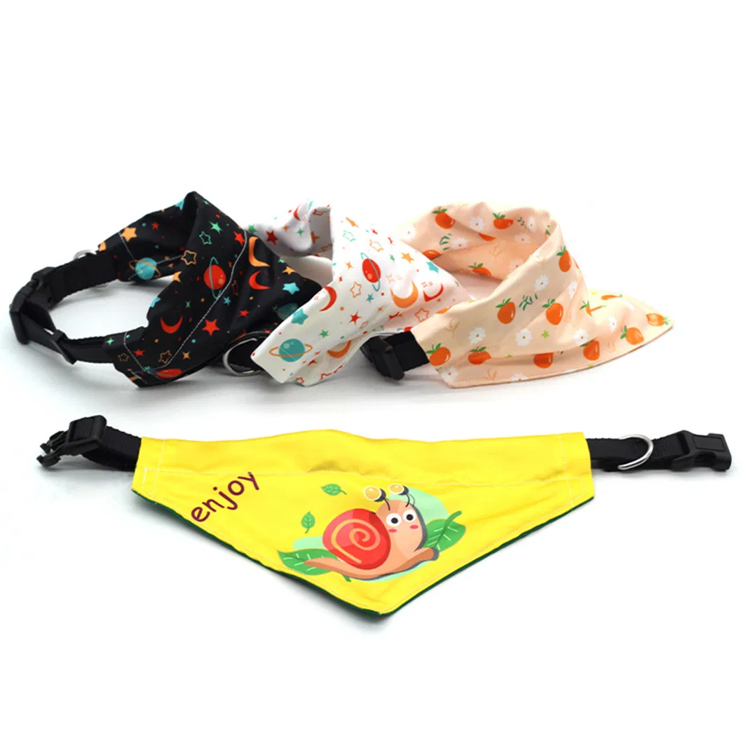 Custom Print Sublimated Dog Scarf Adjustable White Pet Bandanas Accessory