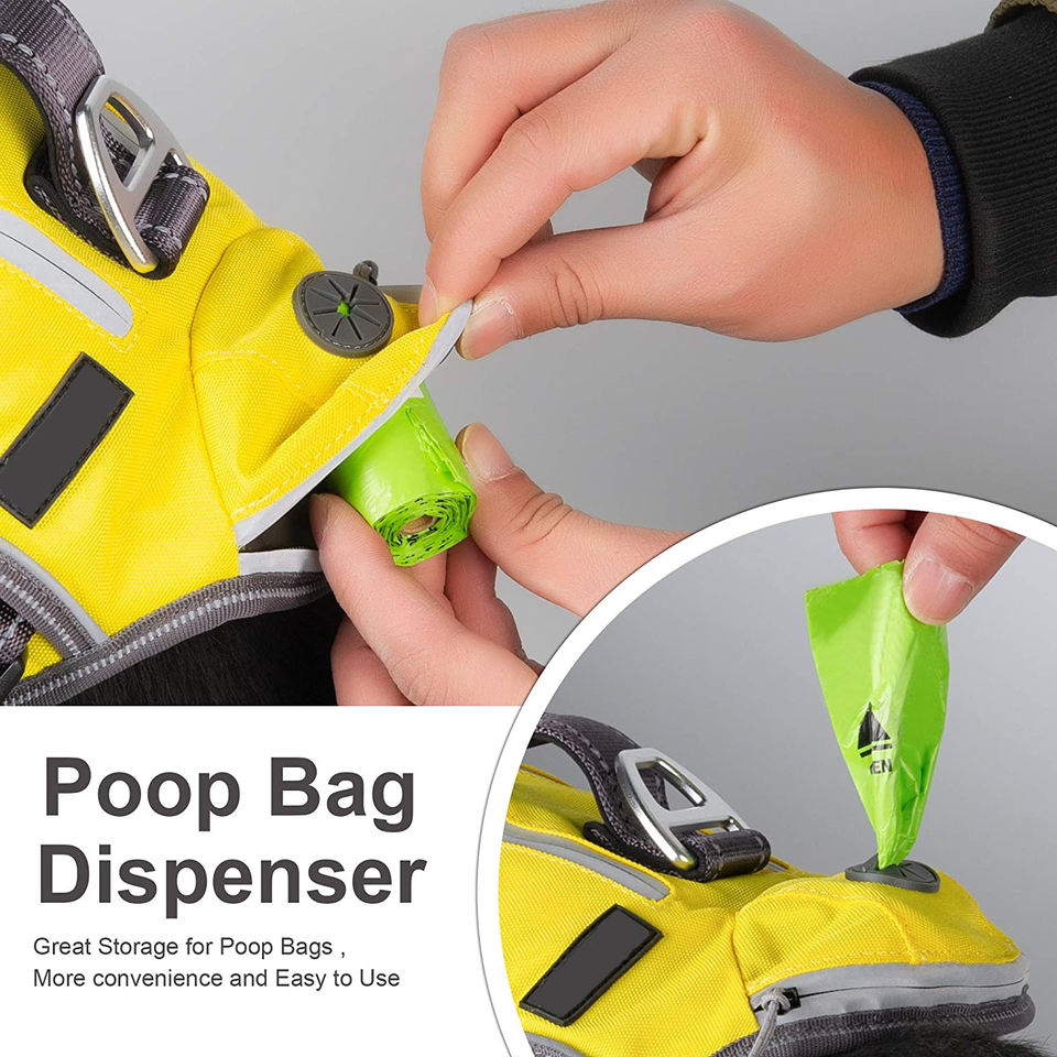 Multi-Functional No-Pull Pet Vest Harness with Saddle Bags Backpack Leash