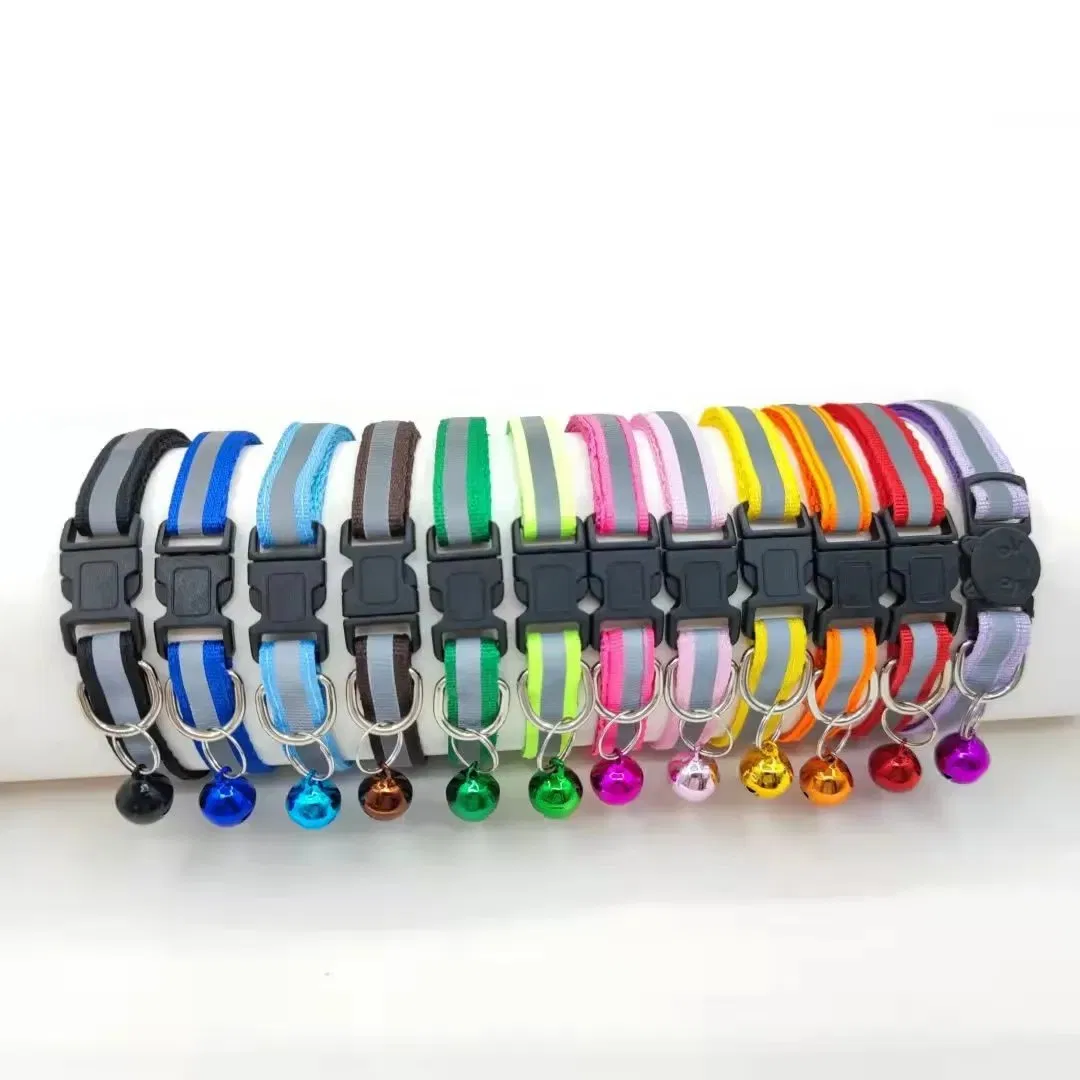 Pet Accessories Breakaway safety Multi Colour Reflective Calming Cat Collar with Bell