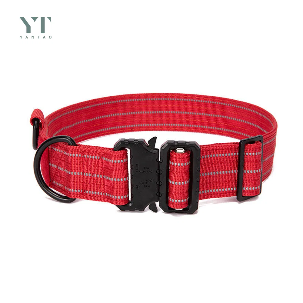 Wholesale Adjustable Deluxe Reflective Pet Tactical Training Collar Nylon Heavy Duty Dog Collar for Medium Dogs