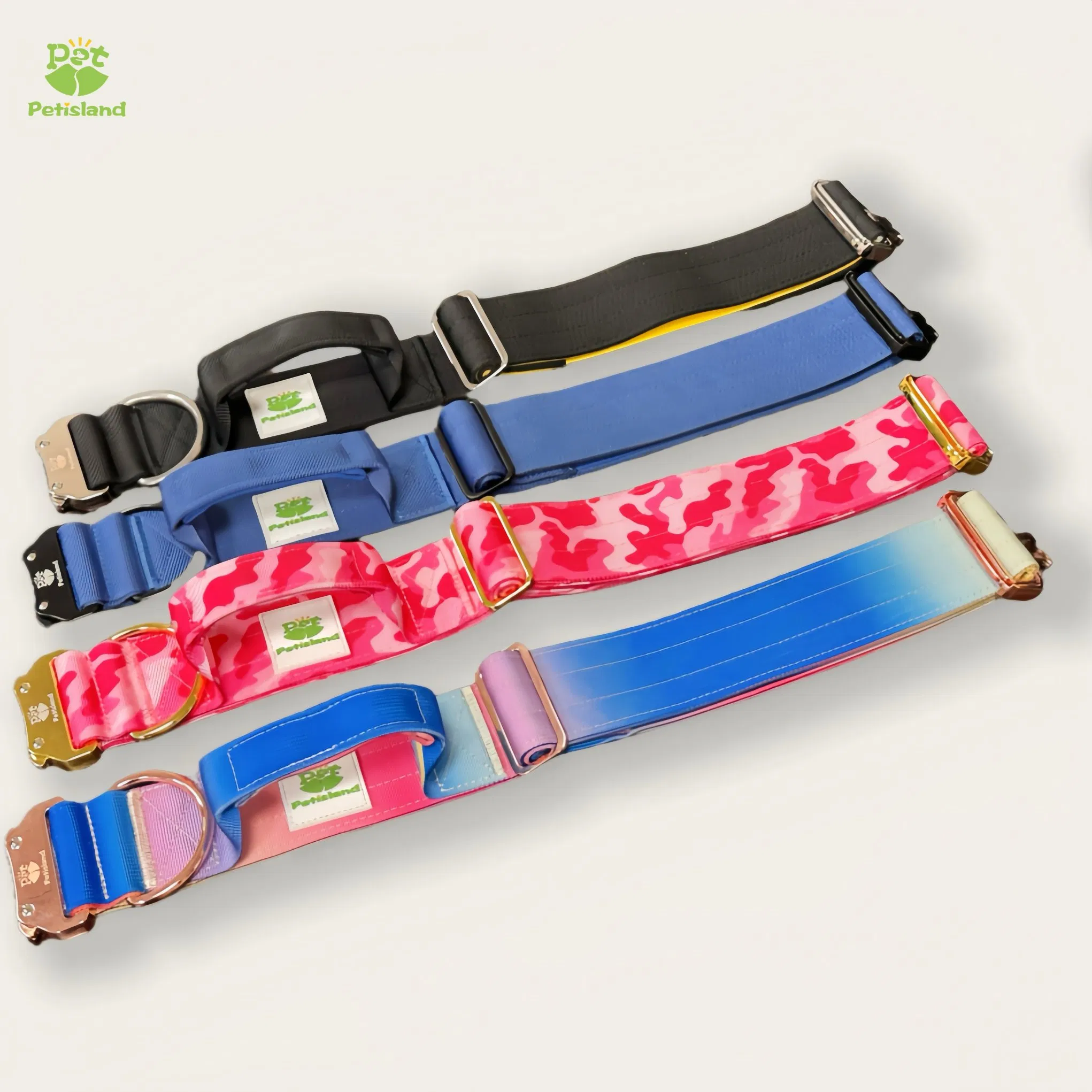 Petisland Wholesale Custom Tactical Dog Collar with Handle Durable Adjustable Hunting Style Pet Collar Comfortable Neoprene Lining for Large Dogs