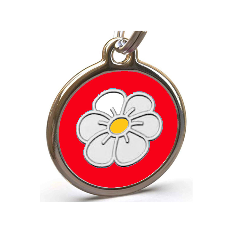 Small Chamomile Cat Pet Collar Hanging Tag Anti-Lost Information Metal Nameplate