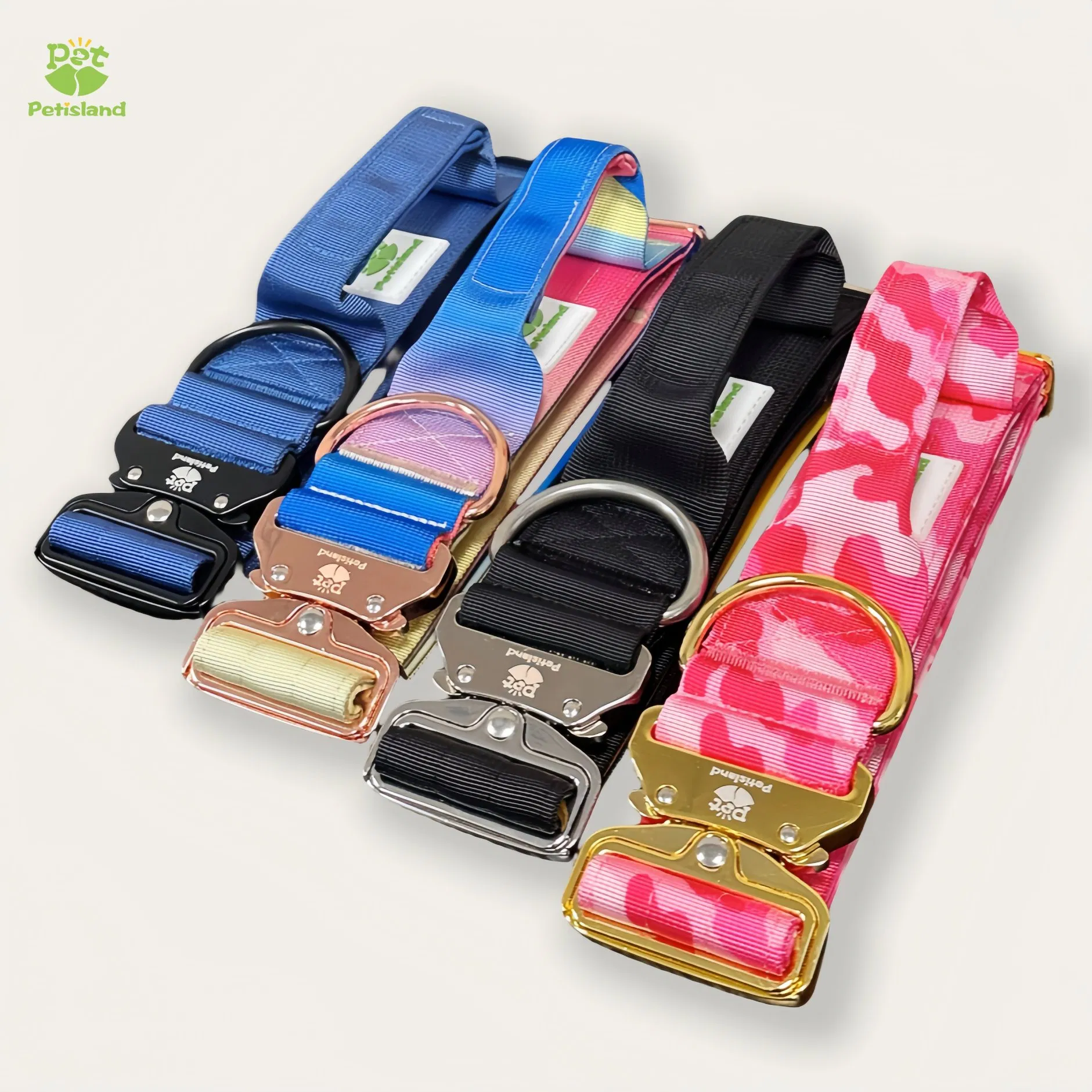 Petisland Wholesale Custom Tactical Dog Collar with Handle Durable Adjustable Hunting Style Pet Collar Comfortable Neoprene Lining for Large Dogs