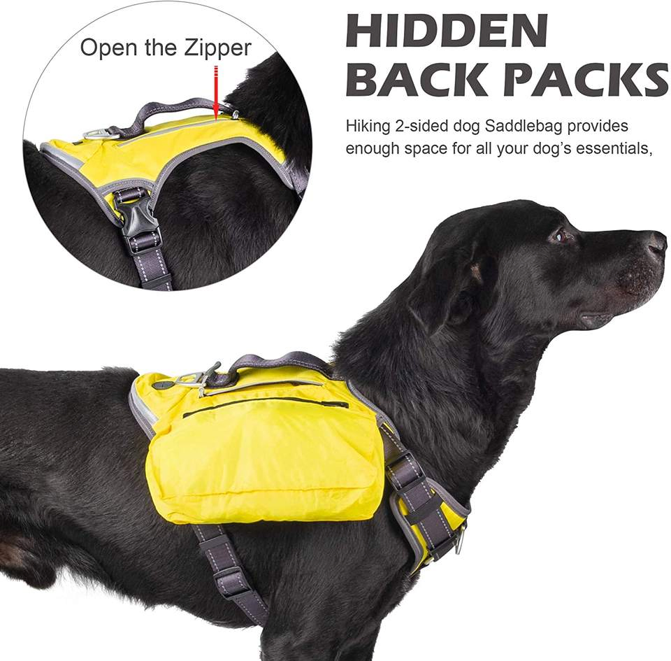 Multi-Functional No-Pull Pet Vest Harness with Saddle Bags Backpack Leash