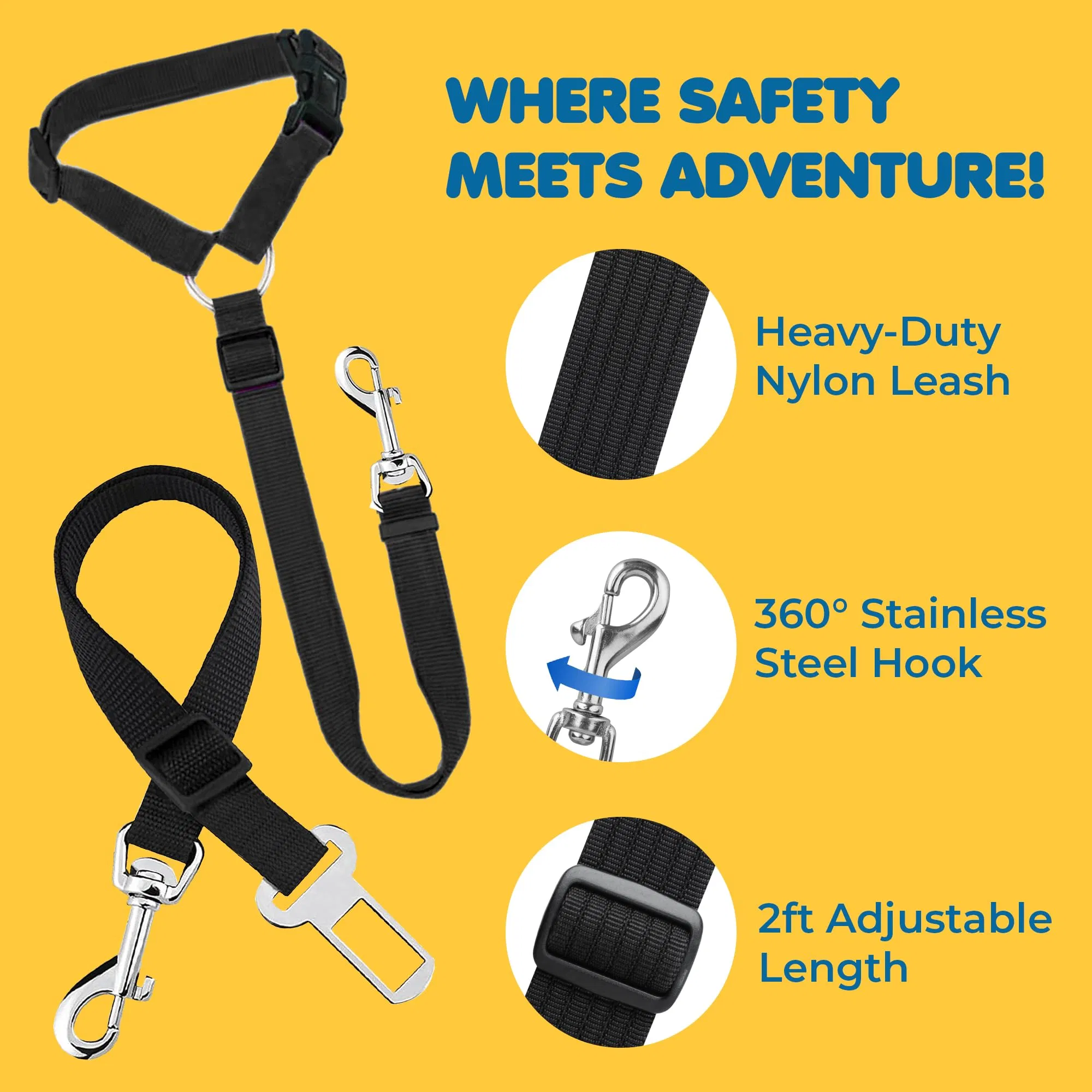 Wholesale Strong Nylon Pet Vehicle Restraint Belt Dog Seat Belt