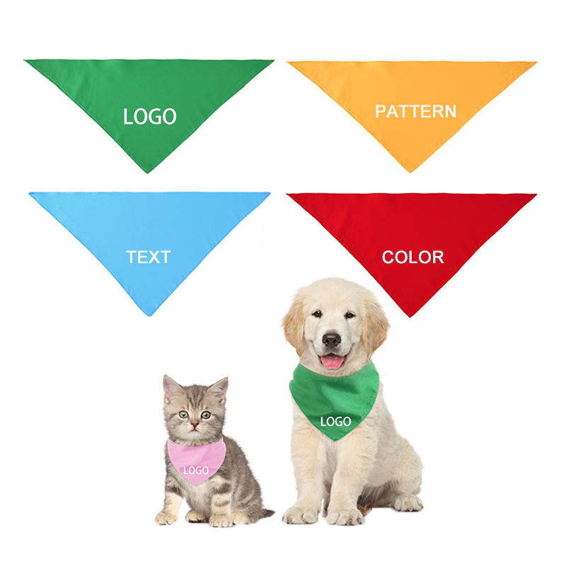 OEM ODM Sublimation Polyester Cotton Custom Logo Pet Triangle Dog Scarf Bandana