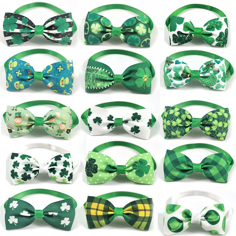 OEM Whosale Saint Patrick's Day Clover Pet Dog Cat Necktie Bow Tie