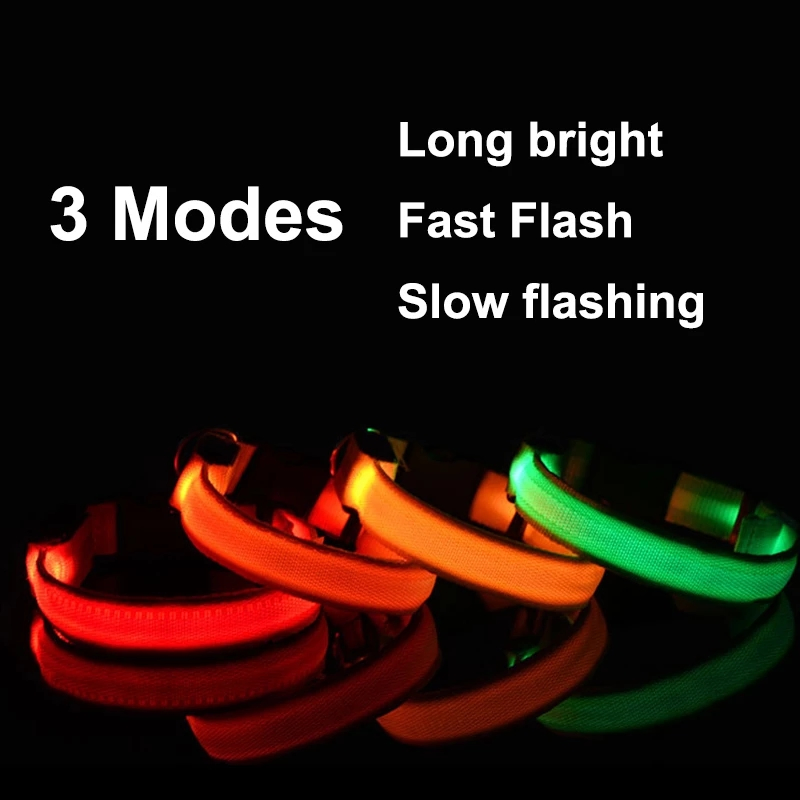 USB Charging LED Dog Collar Safety LED Luminous Dog Pet Light up Collar Night Nylon Necklace Glowing Leads for Dogs Night Safety