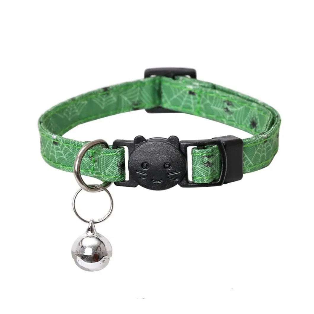 Adjustable Pet Halloween Pumpkin Collar Bow Tie with Bell Nylon Solid Pattern for Dogs Cats Collar