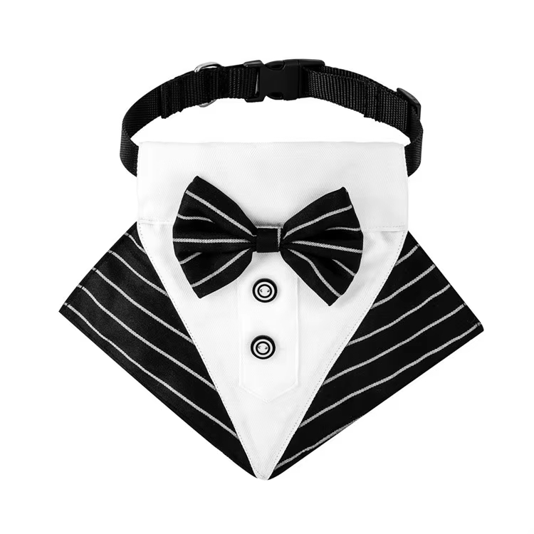 New Fashion Pet Cat Bowtie Collar Triangle Scarf Adjustable Tuxedo Suit Wedding Dog Bandana for Birthday Party