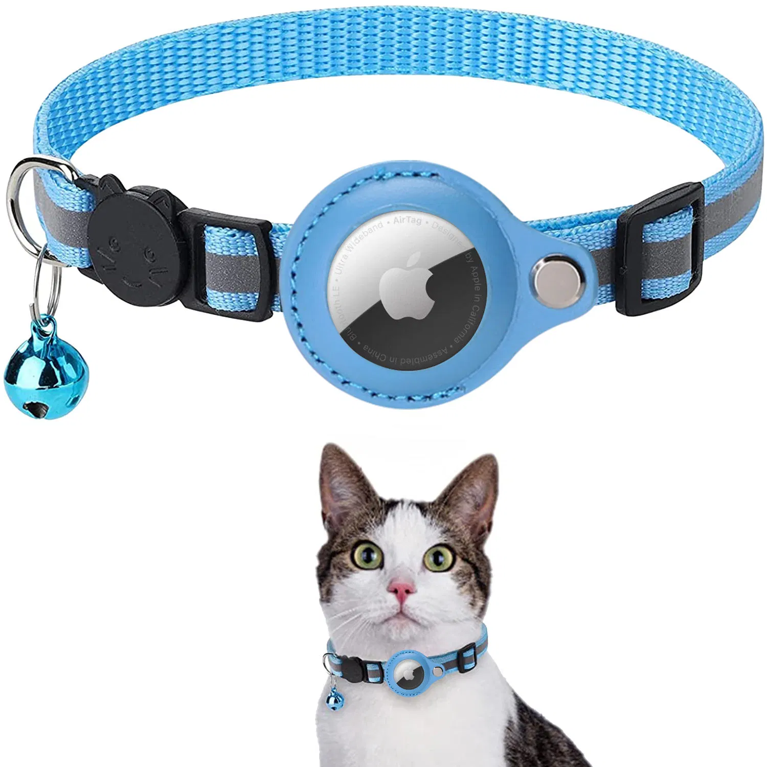 Custom Reflective Strap Pet Locator Collar for Airtag Pet Tracker Anti-Loss Cat Collar