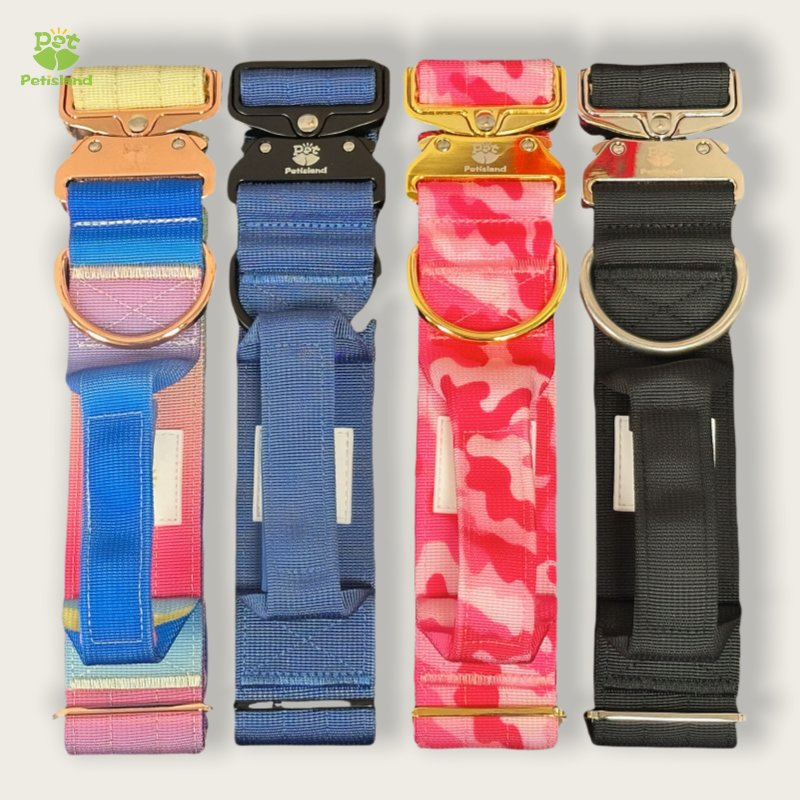 Petisland Wholesale Custom Tactical Dog Collar with Handle Durable Adjustable Hunting Style Pet Collar Comfortable Neoprene Lining for Large Dogs
