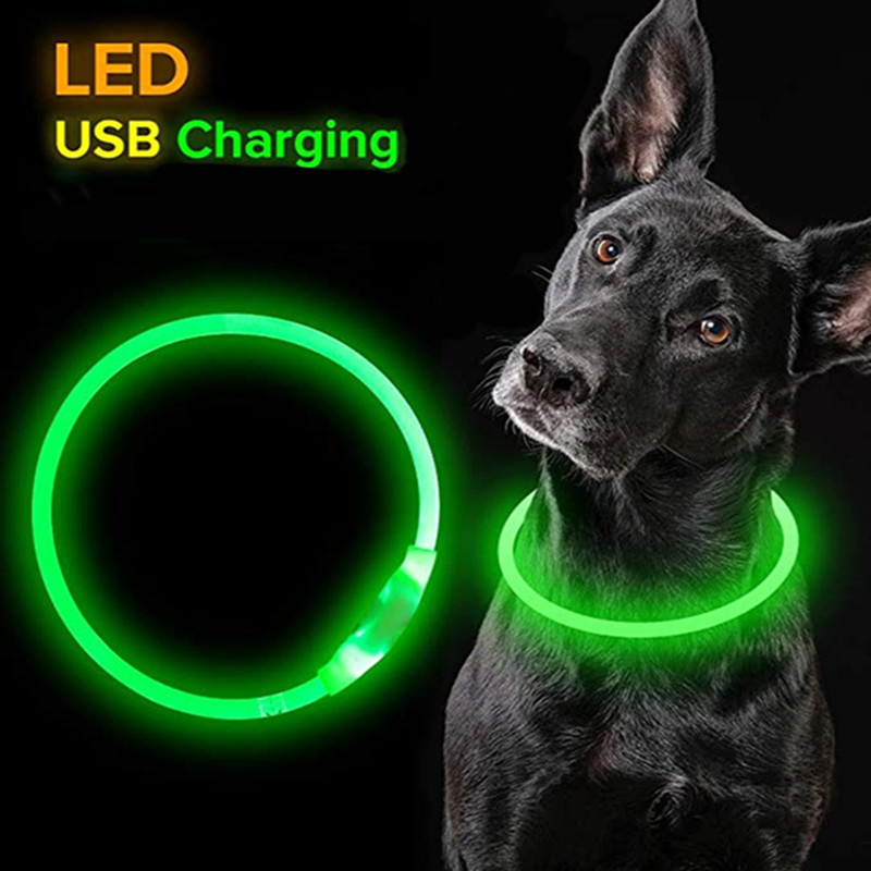 Light up Dog Collar Bseen USB Rechargeable Flash Dog Necklace Light Pet Safety Collar