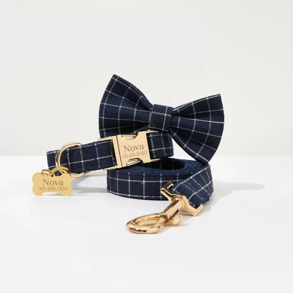 No Pull Dog Harness Full Adjustable with Bow-Tie Collar Leash and Poop Bag for Small Medium Large Pet Dog Outdoor Walking