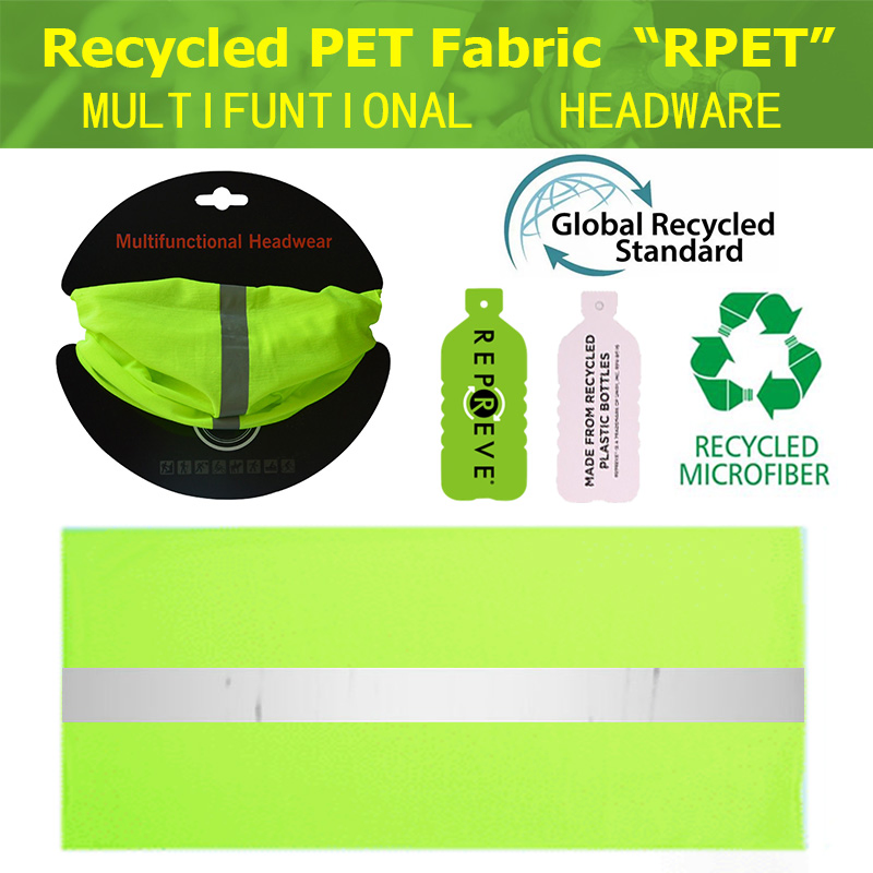 Recycled Pet Fabric RPET with Reflective Band Multi-Functional Seamless Bandana
