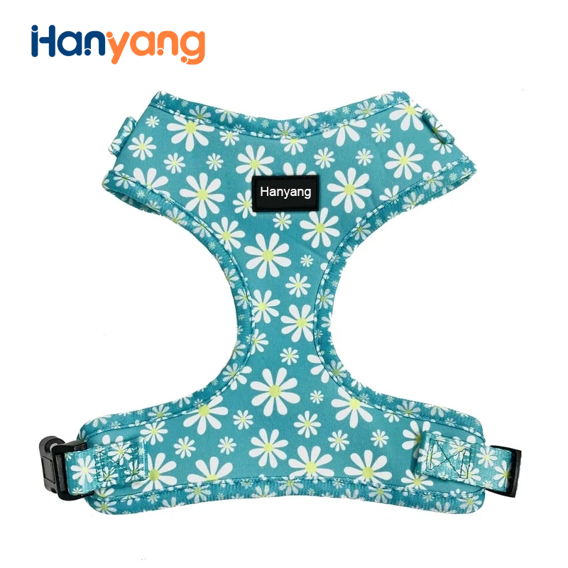 Hanyang Free Samples OEM Custom Design Soft Pet Harness Fashion Sublimation Neoprene Adjustable Dog Harness