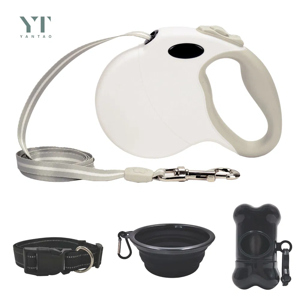 Wholesale High Quality Automatic Retractable Dog Walking Wheels Dog Leash Heavy Duty Pet Leash with Pet Folding Bowl and Poop Bags