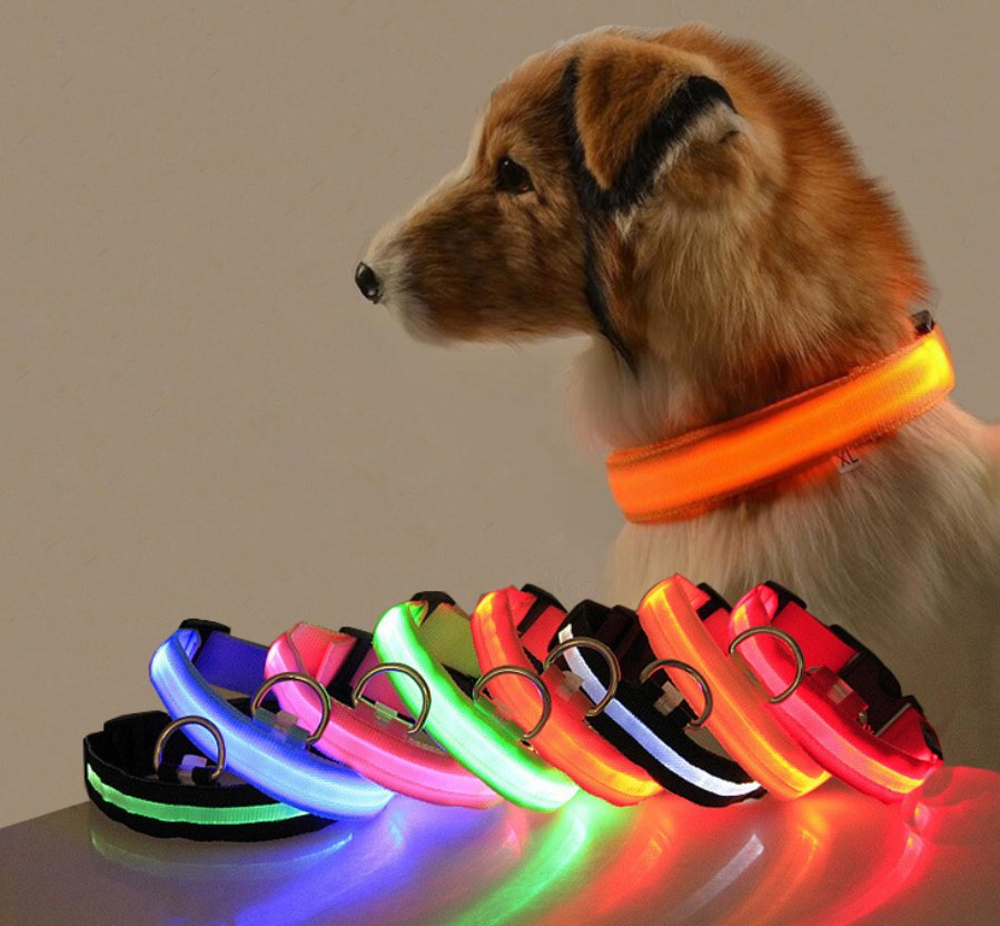 Rechargeable LED Flashing Waterproof Adjustable Night Safety Dog Pets Collars