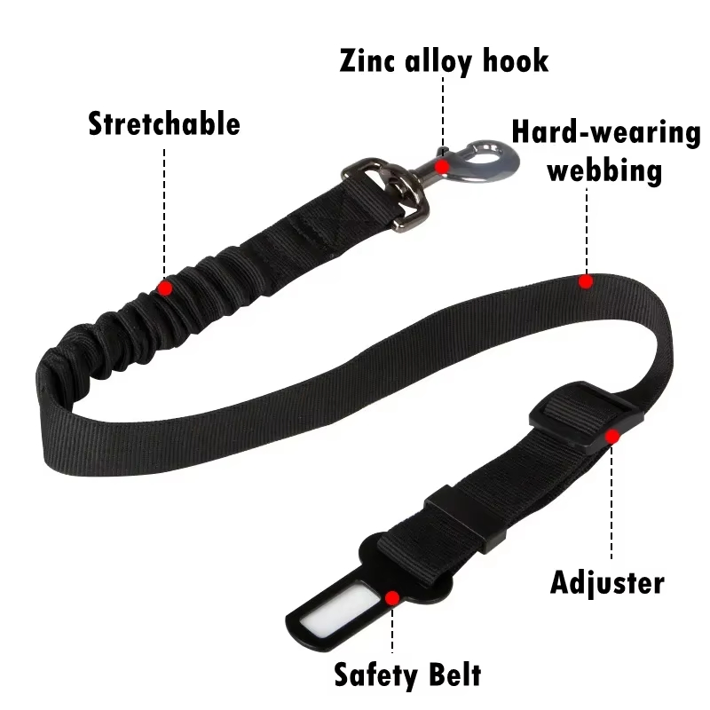 Multi-Colors Adjustable Stretchable Vehicle Leash Pet Dog Safety Belt for Car Seat