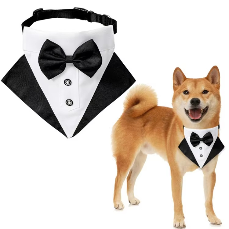 New Fashion Pet Cat Bowtie Collar Triangle Scarf Adjustable Tuxedo Suit Wedding Dog Bandana for Birthday Party